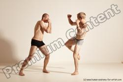 Underwear Martial art Man - Man White Moving poses Slim Short Blond Dynamic poses Academic